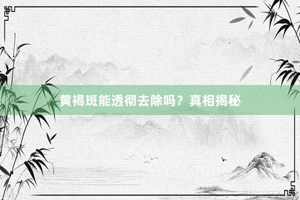 黄褐斑能透彻去除吗？真相揭秘